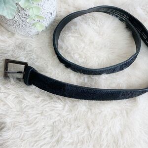[Liz Claiborne] Mixed Media Genuine Leather Calf Hair Black Belt
